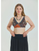 Lace Up Open Back Adjustable Brown Plus Size Blouse 4661